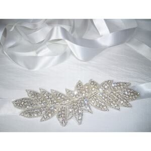 White Rhinestone Skinny Belt Wedding Sash Bridal Rhinestone Belt Prom Party Belt